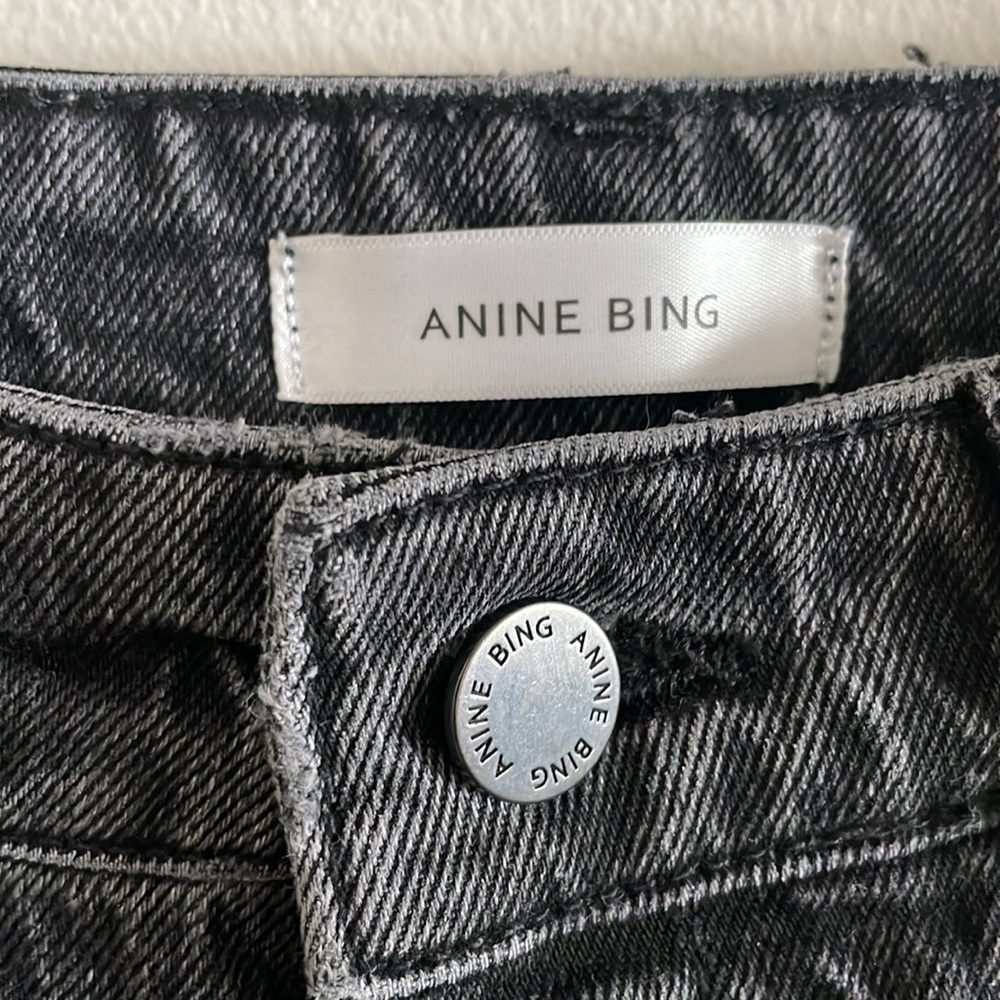 Anine Bing Straight Leg High Waist Jeans Women’s Size 26 Button Fly Black - Picture 9 of 10